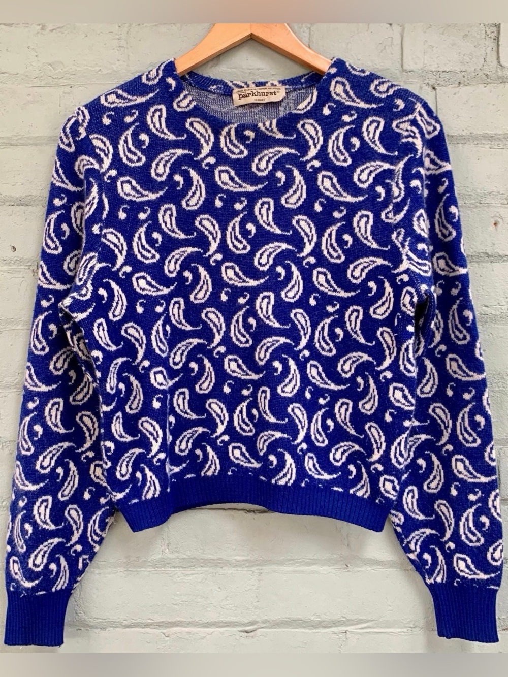 Vintage Royal Blue & White Paisley Crewneck Sweater